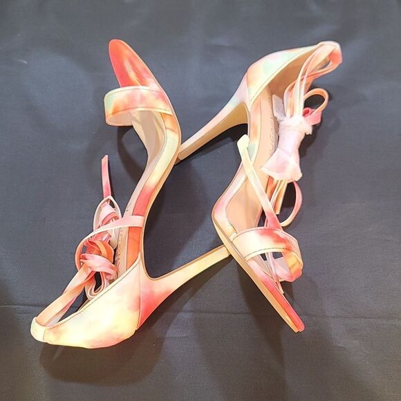 Allegra K Women's Elegant Open Toe Tie Dye Lace Up Stiletto Heel Sandals - Picture 7 of 16